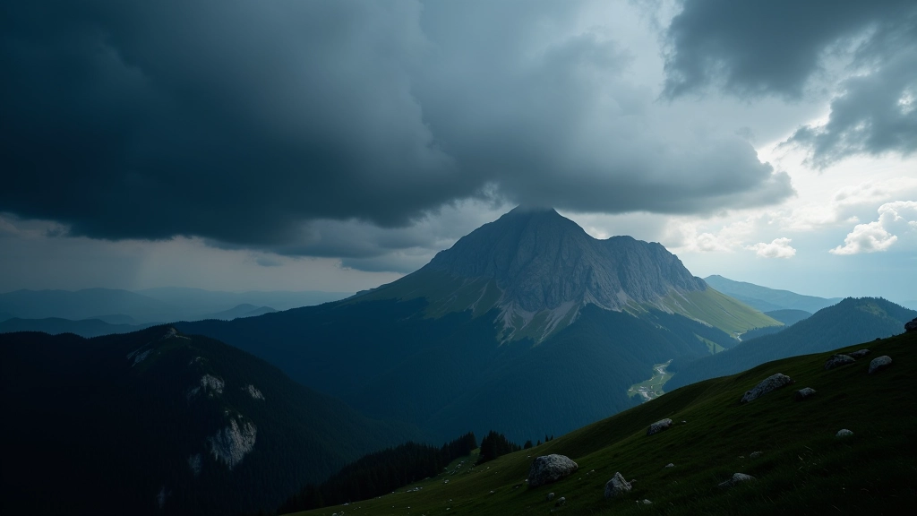 Zmiana warunków pogodowych w górach — chmury nad górą